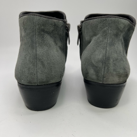 Sam Edelman Petty Gray Leather Suede Side Zip Block Heel Ankle Bootie - Picture 6 of 14